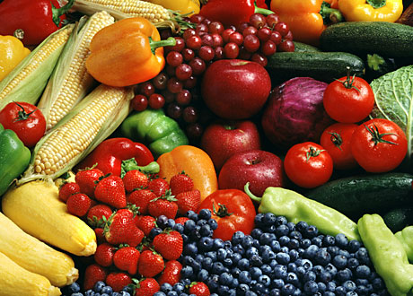 Blandade frukter och grönsaker