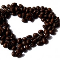 Kaffebönor i hjärta