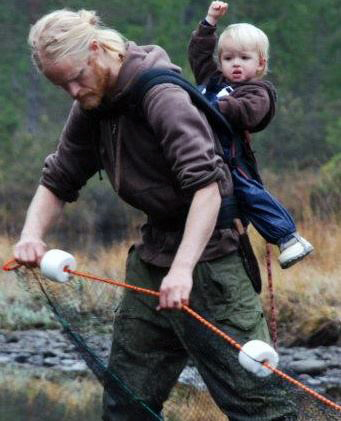 Johan Örlander med sin son