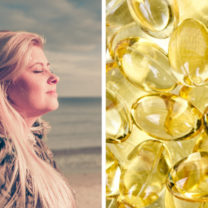 kvinna solar d-vitaminkapslar