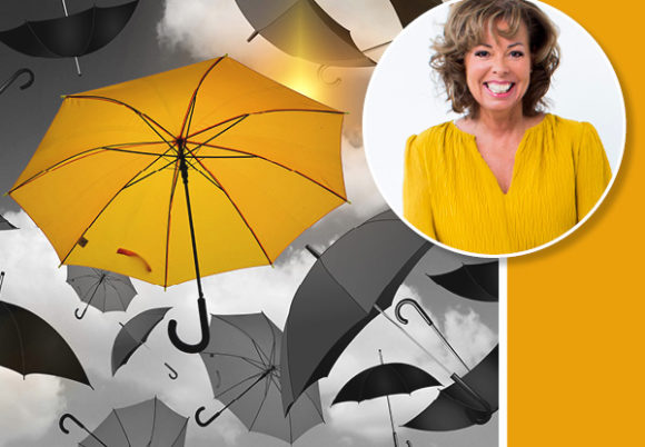 gult paraply bland svarta Christina Stielli