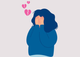illustration av ledsen nedstämd och hjärtekrossad tjej
