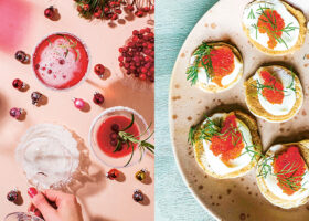 2 foton: tranbärsdrinken + blinier med kaviar
