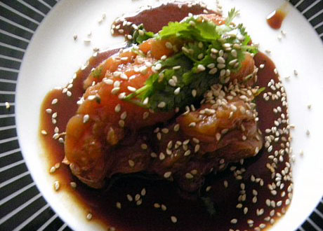 Sashimi, råris och sallad