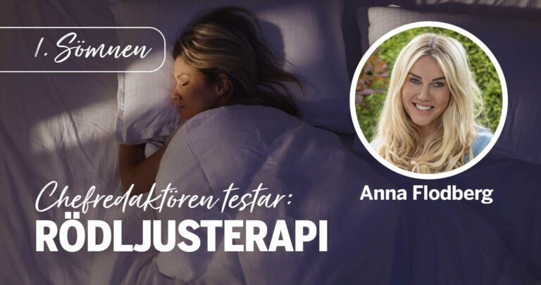 Collage: kvinna som sover i säng i nedsläckt rum, och boll med Anna Flodberg