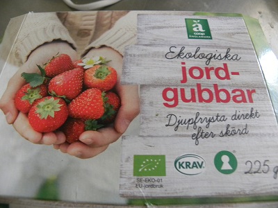 Ett paket ekologiska jordgubbar